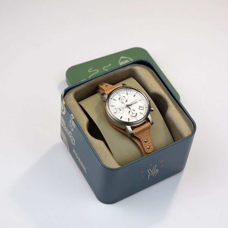 Fossil Boyfriend Chronograph Bone leather ženski sat braon kožna narukvica